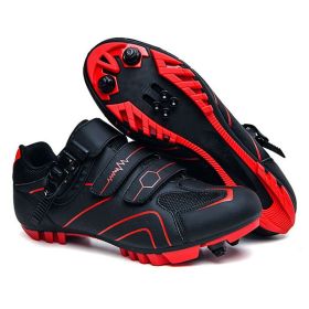 Cycling Sneaker Men Mtb Shoes Self-Locking Cleat Road Bike Boots Flat Bicycle Speed Sneaker Racing Women SPD Pedal Cycling Shoes (Color: black-red mtb, size: 41)