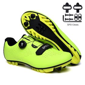 Men Cycling Sneaker Mtb Road Bike Shoes Speed Flat Sneakers Racing Women Self-locking Spd Cleats Shoes Mountain Bicycle Boots (Color: green mtb, size: 36)