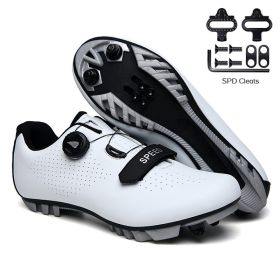 Men Cycling Sneaker Mtb Road Bike Shoes Speed Flat Sneakers Racing Women Self-locking Spd Cleats Shoes Mountain Bicycle Boots (Color: white mtb, size: 39)