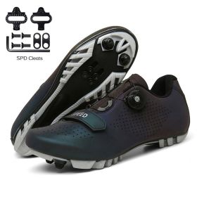 Men Cycling Sneaker Mtb Road Bike Shoes Speed Flat Sneakers Racing Women Self-locking Spd Cleats Shoes Mountain Bicycle Boots (Color: reflective blue mtb, size: 46)