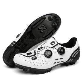 MTB Cycling Shoes Carbon Men Sports Route Cleats Road Bike Boots Racing Speed Sneaker Women Flat Spd Mountain Bicycle Shoes (Color: white mtb, size: 41)