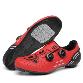 MTB Cycling Shoes Carbon Men Sports Route Cleats Road Bike Boots Racing Speed Sneaker Women Flat Spd Mountain Bicycle Shoes (Color: red rubber, size: 42)
