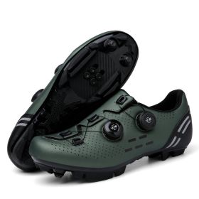 MTB Cycling Shoes Carbon Men Sports Route Cleats Road Bike Boots Racing Speed Sneaker Women Flat Spd Mountain Bicycle Shoes (Color: green mtb, size: 38)