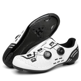 MTB Cycling Shoes Carbon Men Sports Route Cleats Road Bike Boots Racing Speed Sneaker Women Flat Spd Mountain Bicycle Shoes (Color: white road, size: 37)