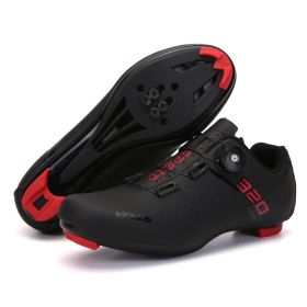 MTB Cycling Shoes Men Sport Self-locking Road Bike Boots Speed Sneaker Racing Women Bicycle Shoes Flat Cleats Mountain SPD Clits (Color: black road, size: 36)