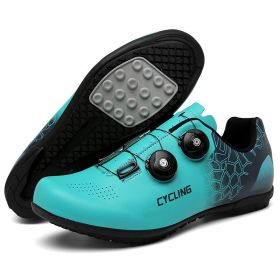 Mtb Cycling Shoes Men Mountain Bike Footwear Women Bike Boots Road Speed Bicycle Sneaker Flat Cleat SPD Riding Racing Sneakers (Color: blue rubber, size: 46)