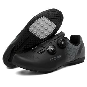 Mtb Cycling Shoes Men Mountain Bike Footwear Women Bike Boots Road Speed Bicycle Sneaker Flat Cleat SPD Riding Racing Sneakers (Color: black rubber, size: 45)