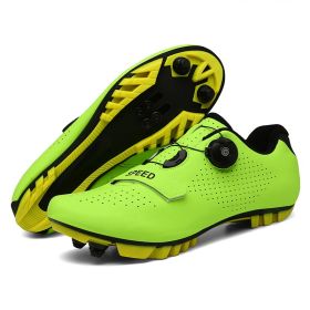 MTB Cycling Shoes Men Sport Self-locking Road Bike Boots Speed Sneaker Racing Women Bicycle Shoes Flat Cleats Mountain SPD Clits (Color: green mtb, size: 46)