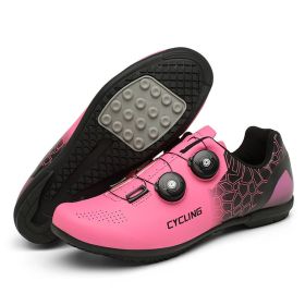 Mtb Cycling Shoes Men Mountain Bike Footwear Women Bike Boots Road Speed Bicycle Sneaker Flat Cleat SPD Riding Racing Sneakers (Color: pink rubber, size: 40)