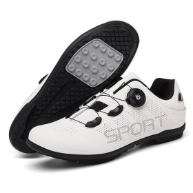 MTB Cycling Shoes Men Sport Self-locking Road Bike Boots Speed Sneaker Racing Women Bicycle Shoes Flat Cleats Mountain SPD Clits (Color: Gray, size: 38)