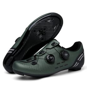MTB Cycling Shoes Carbon Men Sports Route Cleats Road Bike Boots Racing Speed Sneaker Women Flat Spd Mountain Bicycle Shoes (Color: green road, size: 39)