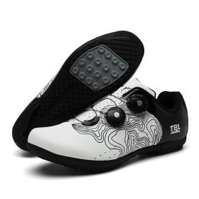 Outdoor Sports Cycling Shoes MTB Men Self-Locking Speed Sneaker Road Bike Boots SPD Cleats Mountain Bicycle Shoes Women Racing (Color: white rubber, size: 42)