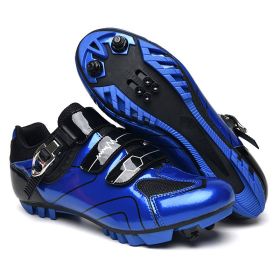 Cycling Sneaker Men Mtb Shoes Self-Locking Cleat Road Bike Boots Flat Bicycle Speed Sneaker Racing Women SPD Pedal Cycling Shoes (Color: blue mtb, size: 47)