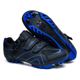 Cycling Sneaker Men Mtb Shoes Self-Locking Cleat Road Bike Boots Flat Bicycle Speed Sneaker Racing Women SPD Pedal Cycling Shoes (Color: black-blue mtb, size: 37)
