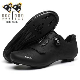 Road Bike Shoes Carbon Men Cycling Sneaker Mtb Self-Locking Cleats Bicycle Shoes Flat Speed Sneaker Women Racing Biking Footwear (Color: all in black road, size: 48)