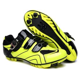 Cycling Sneaker Men Mtb Shoes Self-Locking Cleat Road Bike Boots Flat Bicycle Speed Sneaker Racing Women SPD Pedal Cycling Shoes (Color: green mtb, size: 42)