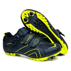 Cycling Sneaker Men Mtb Shoes Self-Locking Cleat Road Bike Boots Flat Bicycle Speed Sneaker Racing Women SPD Pedal Cycling Shoes (Color: black-green mtb, size: 42)
