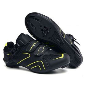Cycling Sneaker Men Mtb Shoes Self-Locking Cleat Road Bike Boots Flat Bicycle Speed Sneaker Racing Women SPD Pedal Cycling Shoes (Color: green road, size: 42)