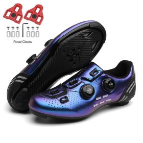 Road Bike Shoes Carbon Men Cycling Sneaker Mtb Self-Locking Cleats Bicycle Shoes Flat Speed Sneaker Women Racing Biking Footwear (Color: blue road, size: 38)