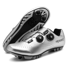 2022 Men Cycling Sneaker Mtb Flat Cleats Self-Locking Bicycle Shoes Women Road Bike Shoes Speed Racing Spd Mountain Bike Boots (Color: silver mtb, size: 38)