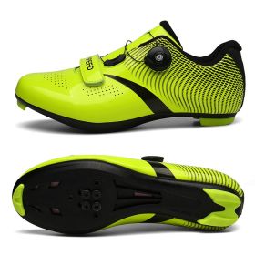 2022 Men Cycling Sneaker Mtb Flat Cleats Self-Locking Bicycle Shoes Women Road Bike Shoes Speed Racing Spd Mountain Bike Boots (Color: green road, size: 45)