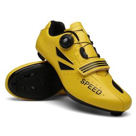 2022 Men Cycling Sneaker Mtb Flat Cleats Self-Locking Bicycle Shoes Women Road Bike Shoes Speed Racing Spd Mountain Bike Boots (Color: yellow road, size: 41)