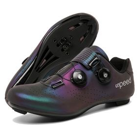 2022 Men Cycling Sneaker Mtb Flat Cleats Self-Locking Bicycle Shoes Women Road Bike Shoes Speed Racing Spd Mountain Bike Boots (Color: purple road, size: 45)