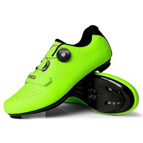 MTB Cycling Shoes Men Sport Self-locking Road Bike Boots Speed Sneaker Racing Women Bicycle Shoes Flat Cleats Mountain SPD Clits (Color: green road, size: 36)