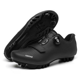 MTB Cycling Shoes Men Sport Self-locking Road Bike Boots Speed Sneaker Racing Women Bicycle Shoes Flat Cleats Mountain SPD Clits (Color: all in black mtb, size: 45)