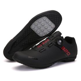 MTB Cycling Shoes Men Sport Self-locking Road Bike Boots Speed Sneaker Racing Women Bicycle Shoes Flat Cleats Mountain SPD Clits (Color: black rubber, size: 36)