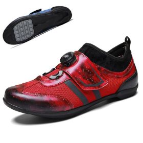 High Quality Men MTB Cycling Shoes Breathable Microfiber Bike Shoes Road Bicycle Shoes SPD Rubber Cleat Racing Cycling Snekaers (Color: MULTI, size: 42)