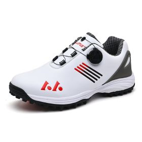 New Men's Professional Golf Shoes Outdoor Sports Shoes Golf Training Shoes White Trainer Shoes for Men Mens Golf Shoes (Color: WHITE RED, size: EUR45)