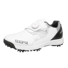 New Professional Golf Shoes Men Size 36-47 Luxury Golf Sneakers Comfortable Walking Footwears for Golfers Walking Shoes (Color: White, size: 45)
