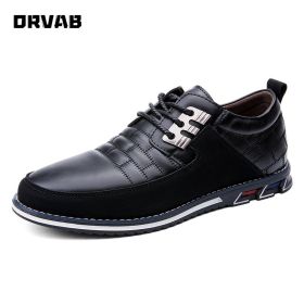 Designer Leather Shoes Men New Fashion Men Casual Shoes Breathable Lace-Up Moccasin Driving Shoes Male Wedding Formal Dress (Color: Black, size: 8)