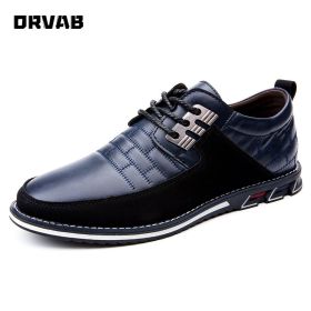Designer Leather Shoes Men New Fashion Men Casual Shoes Breathable Lace-Up Moccasin Driving Shoes Male Wedding Formal Dress (Color: Blue, size: 8)