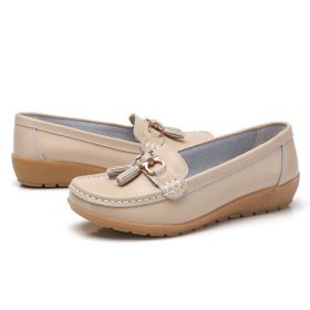 Fashion Casual Shoes Women Designer Colorful Loafers Luxury Brand Female Flats Sneakers Ladies Slip-on Moccasins Zapatos Mujer (Color: Beige, size: 8)