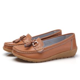 Fashion Casual Shoes Women Designer Colorful Loafers Luxury Brand Female Flats Sneakers Ladies Slip-on Moccasins Zapatos Mujer (Color: Light Brown, size: 6)