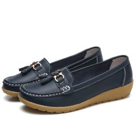 Fashion Casual Shoes Women Designer Colorful Loafers Luxury Brand Female Flats Sneakers Ladies Slip-on Moccasins Zapatos Mujer (Color: Dark blue, size: 5)