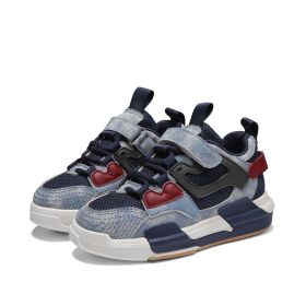 Size 28-38 Kids Toddler Shoes for Girls Breathable Denim Little Baby Casual Boys Sneakers Non-slip Children Sport Shoes Tenis (Color: Blue, size: 29)