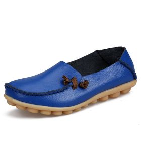 Women Flat Shoes Woman Fashion Women Slip On Shoes Leather Soft Walking Shoes Lightweight Woman Loafers Home Shoes Zapatos Mujer (Color: Royal Blue, size: 4)