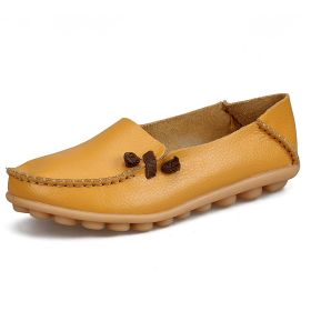Women Flat Shoes Woman Fashion Women Slip On Shoes Leather Soft Walking Shoes Lightweight Woman Loafers Home Shoes Zapatos Mujer (Color: Yellow, size: 8)