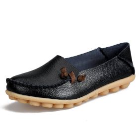 Women Flat Shoes Woman Fashion Women Slip On Shoes Leather Soft Walking Shoes Lightweight Woman Loafers Home Shoes Zapatos Mujer (Color: Black, size: 4)