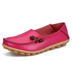 Women Flat Shoes Woman Fashion Women Slip On Shoes Leather Soft Walking Shoes Lightweight Woman Loafers Home Shoes Zapatos Mujer (Color: rose red, size: 7)