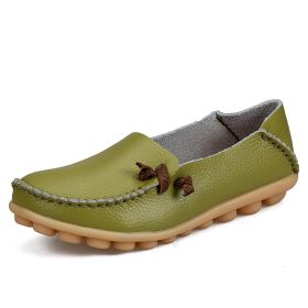 Women Flat Shoes Woman Fashion Women Slip On Shoes Leather Soft Walking Shoes Lightweight Woman Loafers Home Shoes Zapatos Mujer (Color: Green, size: 4)