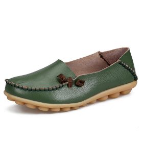 Women Flat Shoes Woman Fashion Women Slip On Shoes Leather Soft Walking Shoes Lightweight Woman Loafers Home Shoes Zapatos Mujer (Color: Army Green, size: 8)