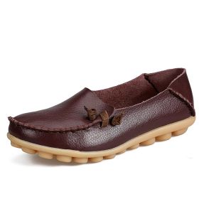Women Flat Shoes Woman Fashion Women Slip On Shoes Leather Soft Walking Shoes Lightweight Woman Loafers Home Shoes Zapatos Mujer (Color: Coffee, size: 8)