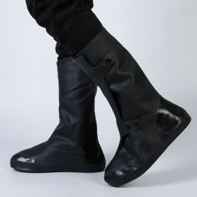 PVC Rainproof Shoes Cover Men Women Winter Snow Boots Waterproof Thick Non-Slip Wear-Resistant Bottom High Tube Rain Bota Cases (Color: Black, size: 43)
