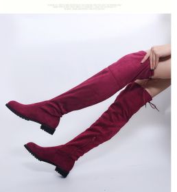 Sexy Over The Knee Boots Women Female Women Shoes Suede Long Women Boots Winter Fashion Thigh High Boots Winter Shoes Plus Size (Color: Red, size: 35)
