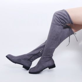 Sexy Over The Knee Boots Women Female Women Shoes Suede Long Women Boots Winter Fashion Thigh High Boots Winter Shoes Plus Size (Color: Gray, size: 38)