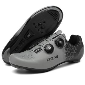 Mtb Cycling Shoes Men Mountain Bike Footwear Women Bike Boots Road Speed Bicycle Sneaker Flat Cleat SPD Riding Racing Sneakers (Color: grey road, size: 42)